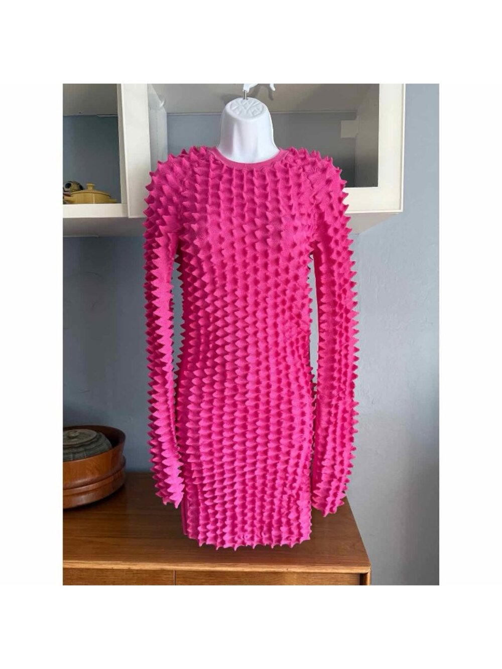 H&M Innovation Cherish Waste Story Collection XS Knit Mini Dress Spike Pink